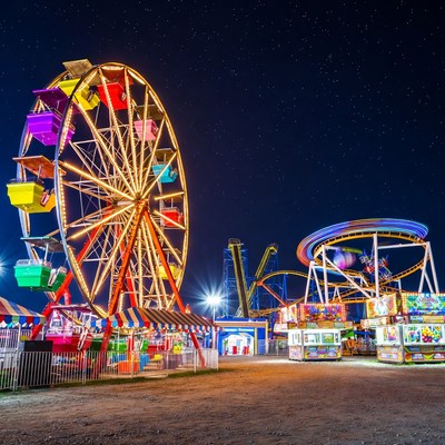 Colorful Ferris Wheel at Night Carnival