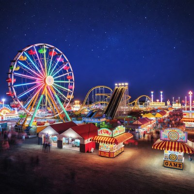 Vibrant Nighttime Carnival Ferris Wheel