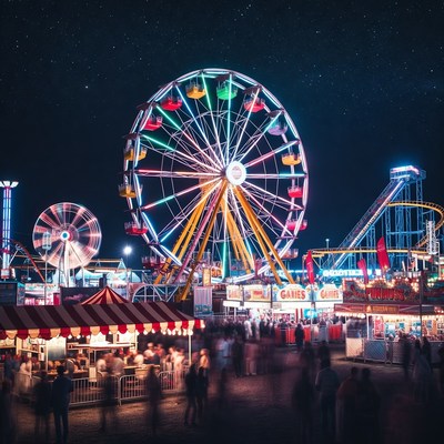 Vibrant Ferris Wheel at Night Carnival