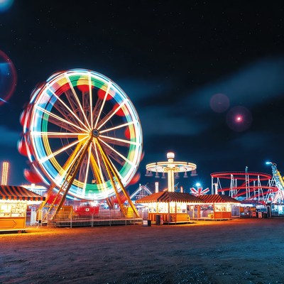 Colorful Ferris Wheel at Night Carnival