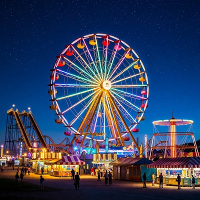 Colorful Ferris Wheel at Night Carnival