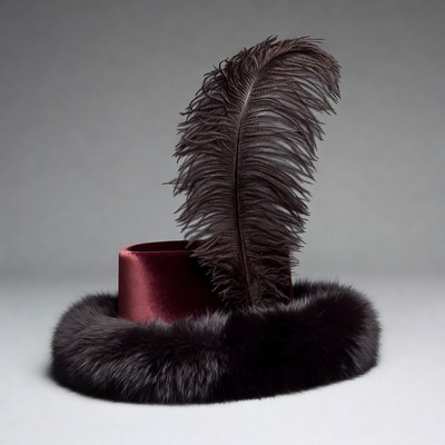 Red Velvet Feathered Top Hat