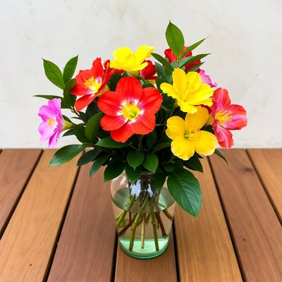Colorful Bouquet in Glass Vase