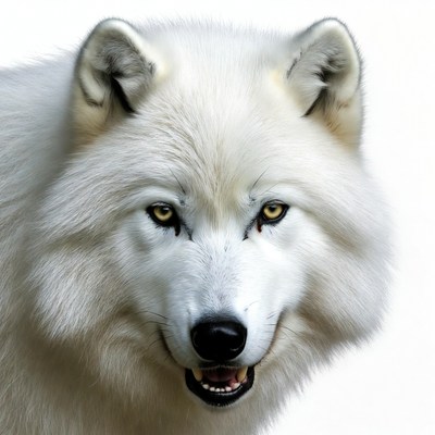 White wolf with yellow eyes