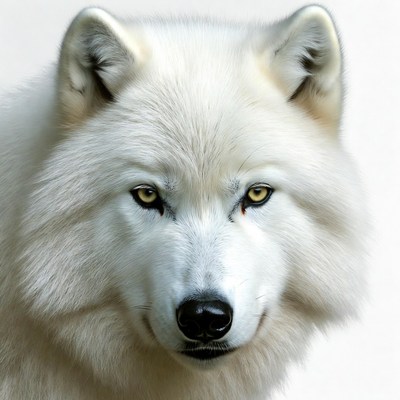 White wolf close-up portrait