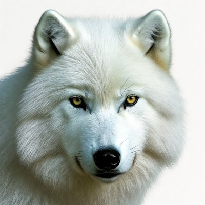 White wolf with yellow eyes