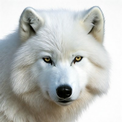White wolf close-up portrait