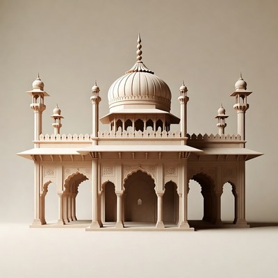 Indian Mughal Mosque Illustration