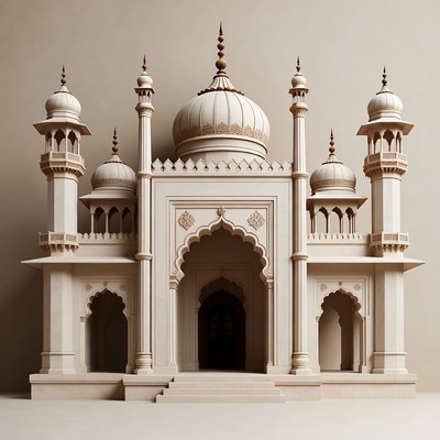 White Mughal Mosque Illustration