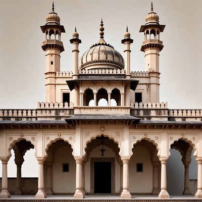 Indian Temple with Minarets and Dome