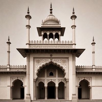 Ornate Indian Mosque in Sepia Tone