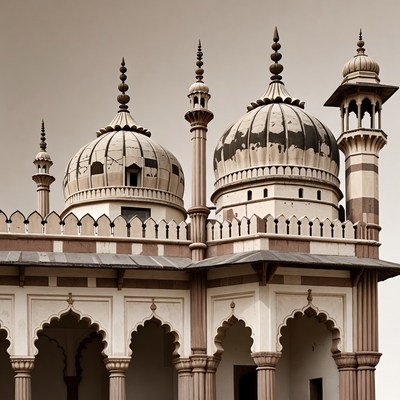 Indian Mosque Minarets and Domes