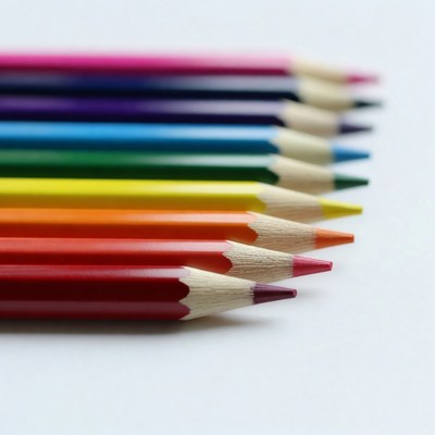 Colorful Crayons on White Background