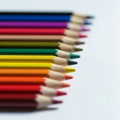 Colorful Pencils Arranged on White Background