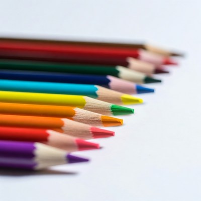 Rainbow Colored Pencils on White Background