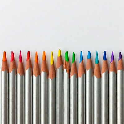 Rainbow Colored Pencils on White Background