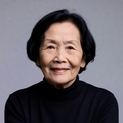 Elderly Asian woman smiling