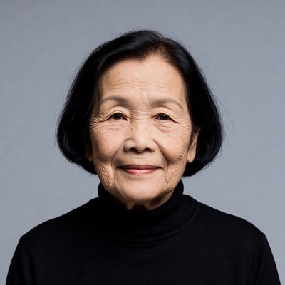 Elderly Asian woman smiling portrait