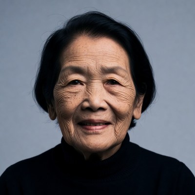 Elderly Asian woman smiling
