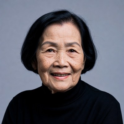 Elderly Asian woman smiling