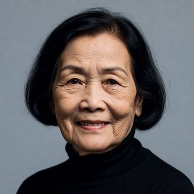 Elderly Asian woman smiling
