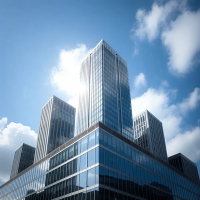 Modern Skyscrapers Under Blue Sky