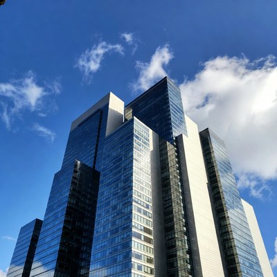 Modern Skyscrapers Against Blue Sky