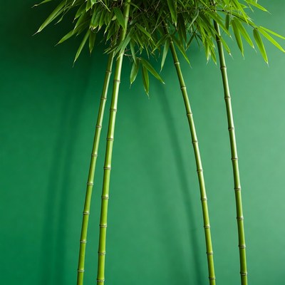 Hanging Bamboo Plant on Green Background