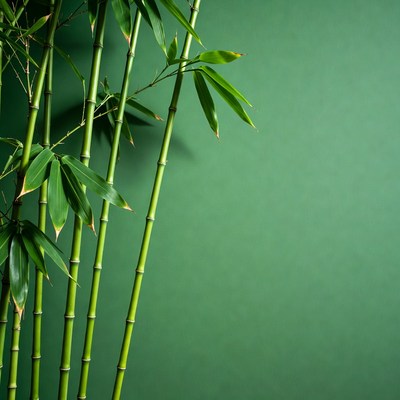 Bamboo stalks on green background