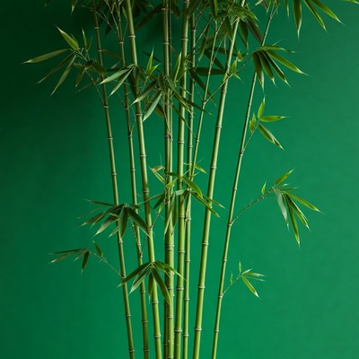 Bamboo stalks on green background