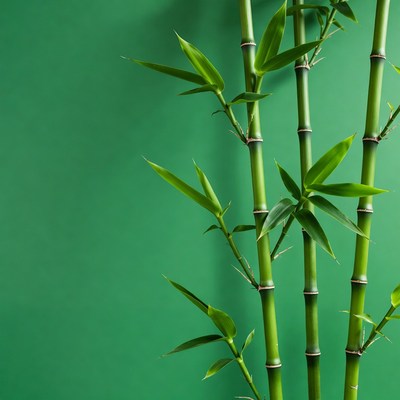 Green Bamboo Stalks on Green Background