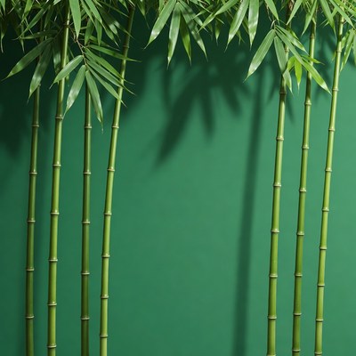 Bamboo stalks on green background