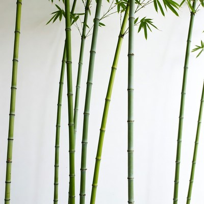 Tall Bamboo Stalks on White Background