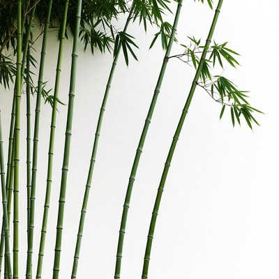 Bamboo stalks on white background