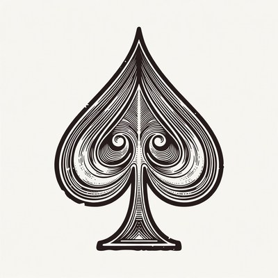 Engraved Spade Suit Symbol