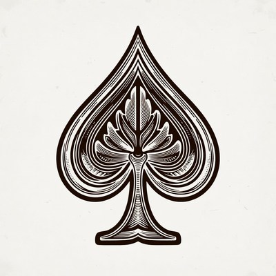 Engraved Spade Suit Symbol