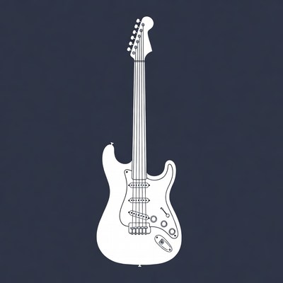 White Stratocaster Guitar Outline