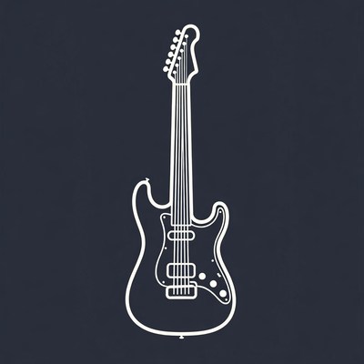 Electric Guitar Outline Illustration