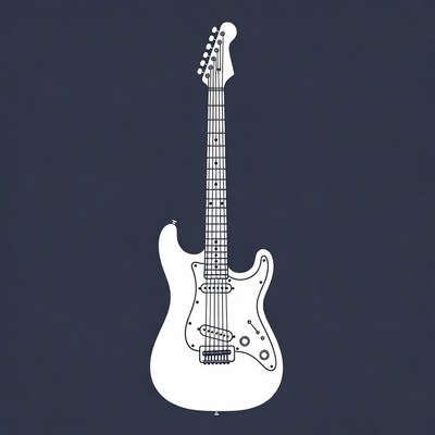 White Stratocaster Guitar Illustration