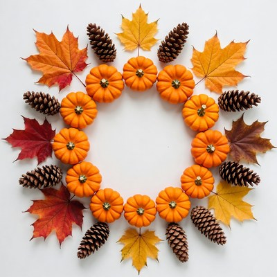 Fall Pumpkin Pinecone Leaf Wreath
