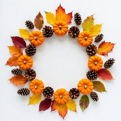Fall Pumpkin Pinecone Leaf Wreath