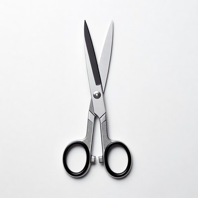 Silver Scissors on White Background