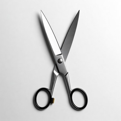 Silver Scissors on White Background