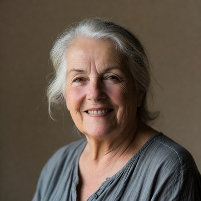 Elderly woman smiling warmly