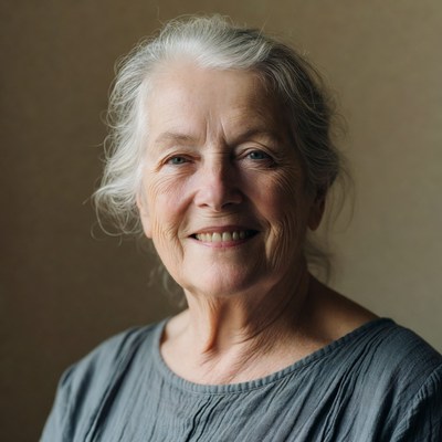 Elderly woman smiling warmly