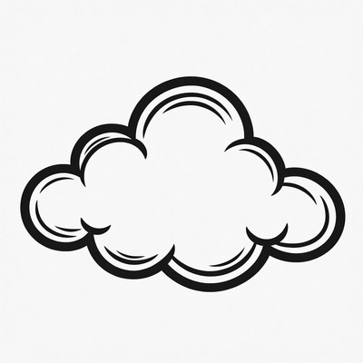 Fluffy Cloud Outline Illustration