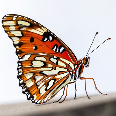 Orange and White Butterfly Wings Spread
