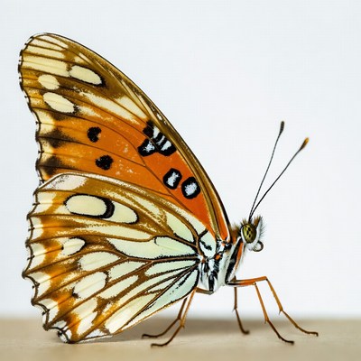 Orange butterfly with white spots
