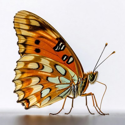 Orange butterfly with white spots