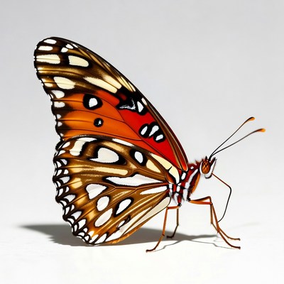 Orange butterfly with white spots